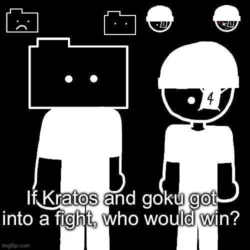 Bloodshed but it’s with LaLa also | If Kratos and goku got into a fight, who would win? | image tagged in bloodshed but it s with lala also | made w/ Imgflip meme maker