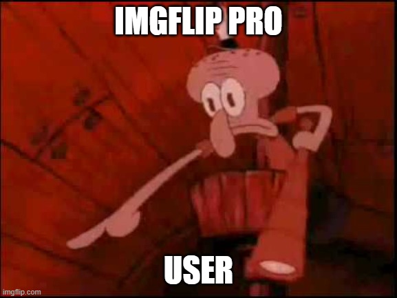 Squidward pointing | IMGFLIP PRO USER | image tagged in squidward pointing | made w/ Imgflip meme maker