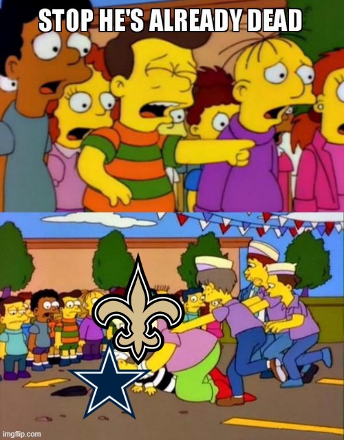 Ouch Dallas | image tagged in stop he's already dead | made w/ Imgflip meme maker