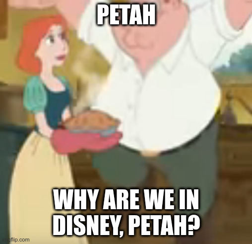 Petah meme | PETAH; WHY ARE WE IN DISNEY, PETAH? | image tagged in petah,peter griffin | made w/ Imgflip meme maker