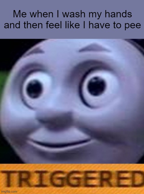 Bruh now I gotta wash my hands again | Me when I wash my hands and then feel like I have to pee | image tagged in triggered,fun,water | made w/ Imgflip meme maker