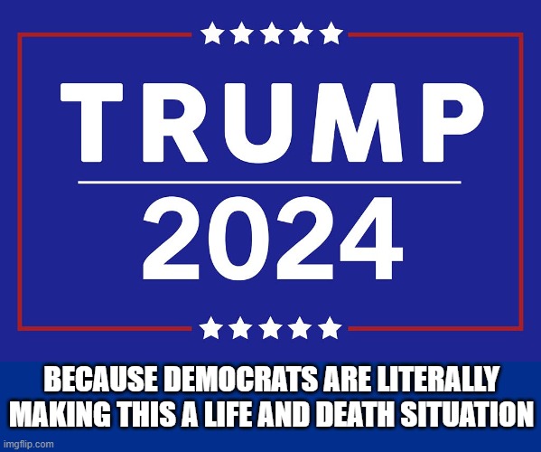 Its life and death | BECAUSE DEMOCRATS ARE LITERALLY MAKING THIS A LIFE AND DEATH SITUATION | image tagged in maga,make america great again,donald trump,kamala harris,vice president,assassination | made w/ Imgflip meme maker