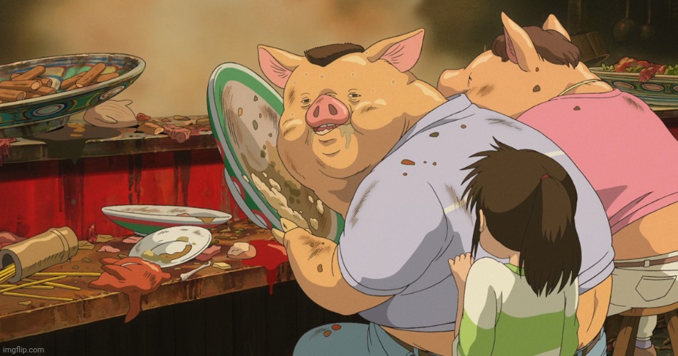 I found your mom! *Real picture of average American parents!?* | image tagged in spirited away parents,your mom,american | made w/ Imgflip meme maker