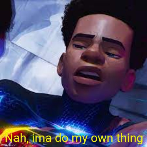 Miles Spiderman | Nah, ima do my own thing | image tagged in miles spiderman | made w/ Imgflip meme maker