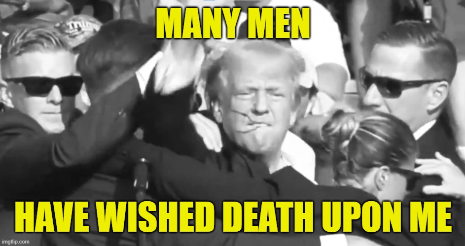 Many Men 0 and 2 | MANY MEN; HAVE WISHED DEATH UPON ME | image tagged in donald trump,trump,assassination,secret service,fbi,government corruption | made w/ Imgflip meme maker