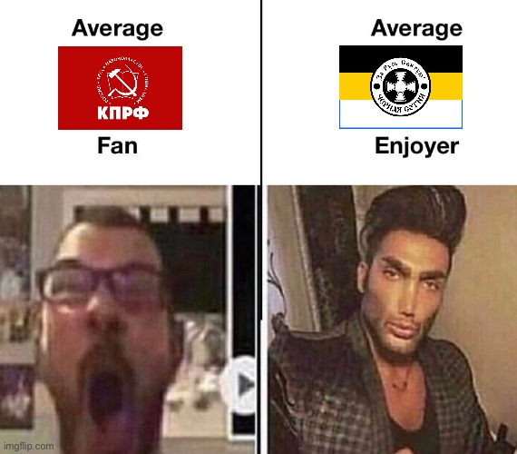 Russian Communist Party vs Black Hundreds Party | image tagged in average fan vs average enjoyer | made w/ Imgflip meme maker