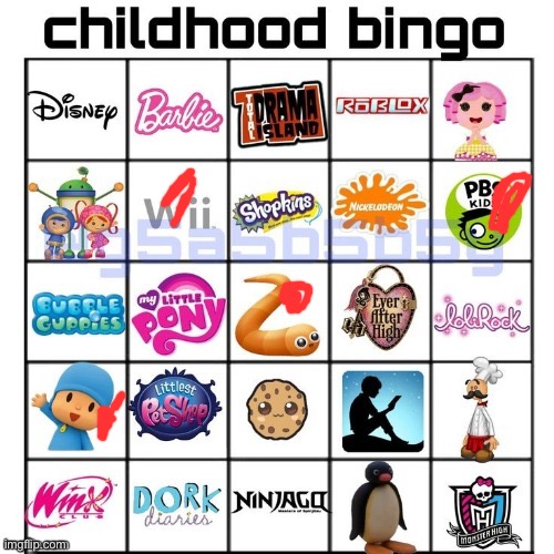 fuck y’all corny shit. I only grew up watching peak | image tagged in childhood bingo | made w/ Imgflip meme maker