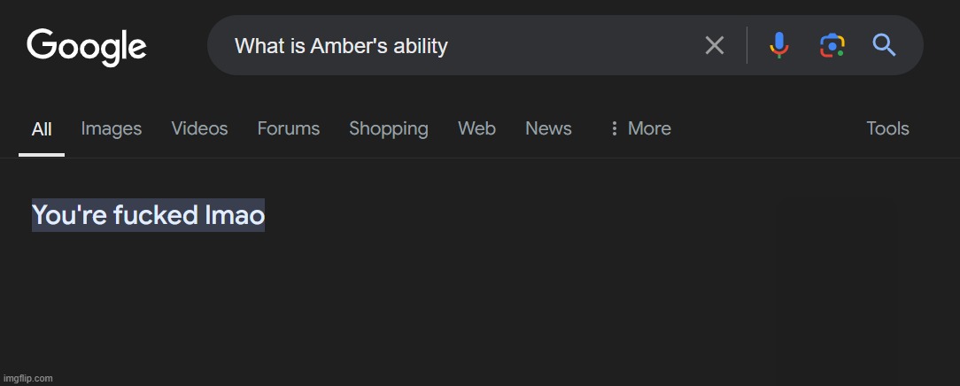 Made this when I forgot what Amber does | made w/ Imgflip meme maker