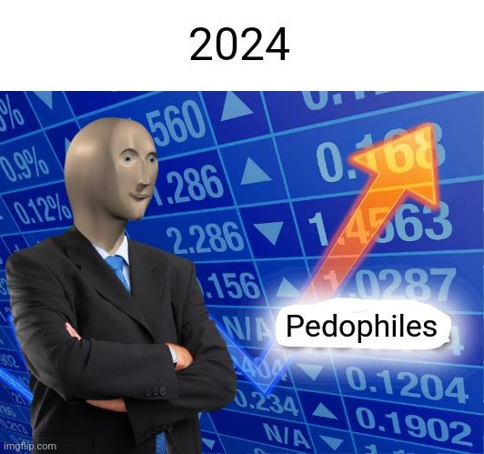 Empty Stonks | 2024; Pedophiles | image tagged in empty stonks | made w/ Imgflip meme maker