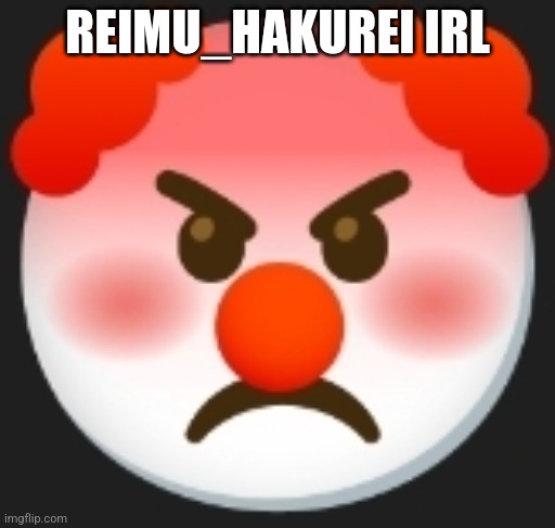 angry clown | REIMU_HAKUREI IRL | image tagged in angry clown | made w/ Imgflip meme maker