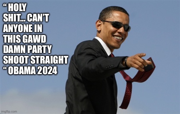 Obama’s yells at DNC phone call overshadowed | “ HOLY SHIT… CAN’T ANYONE IN THIS GAWD DAMN PARTY SHOOT STRAIGHT “ OBAMA 2024 | image tagged in memes,cool obama,funny memes,drake hotline bling,funny | made w/ Imgflip meme maker