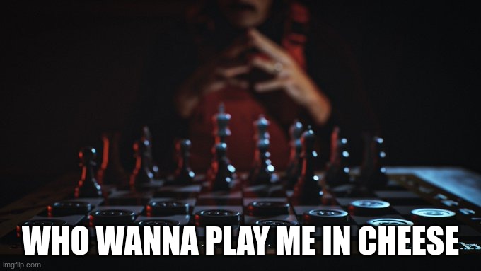 Chess | WHO WANNA PLAY ME IN CHEESE | image tagged in chess | made w/ Imgflip meme maker