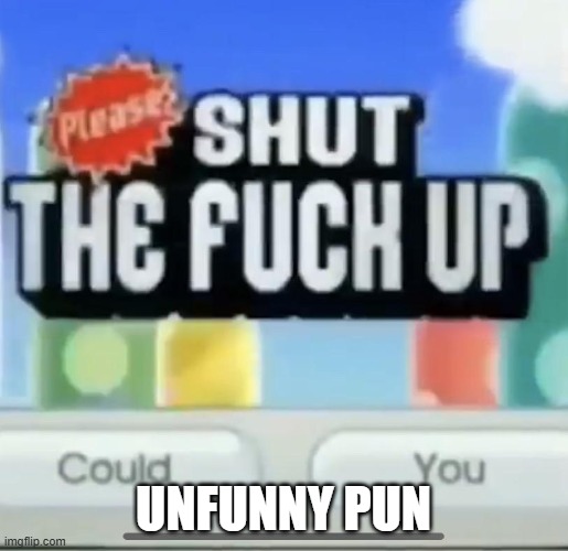 please shut the fucc up could you | UNFUNNY PUN | image tagged in please shut the fucc up could you | made w/ Imgflip meme maker