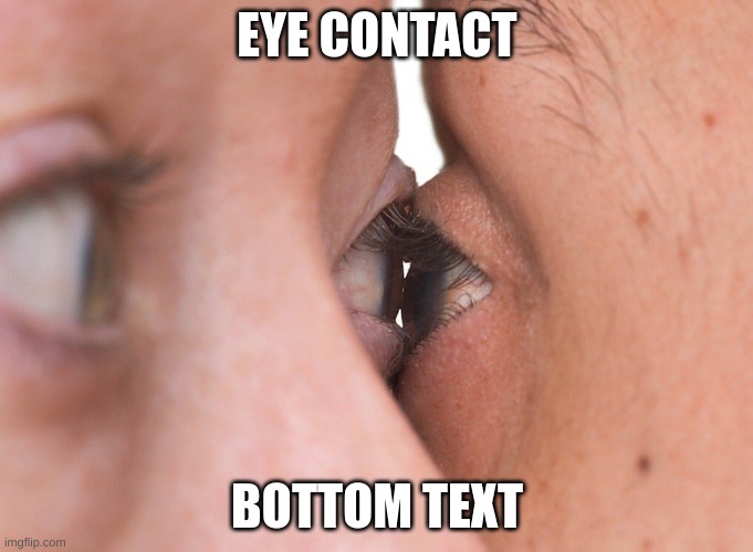 Eye contact | EYE CONTACT; BOTTOM TEXT | image tagged in eye contact | made w/ Imgflip meme maker