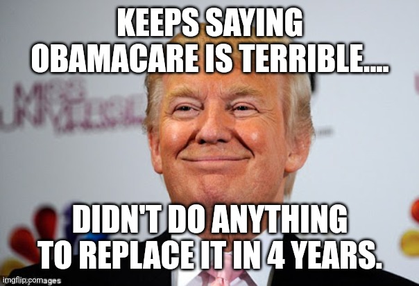 Useless Donny | KEEPS SAYING OBAMACARE IS TERRIBLE.... DIDN'T DO ANYTHING TO REPLACE IT IN 4 YEARS. | image tagged in donald trump,trump,kamala harris,nevertrump,maga,conservative | made w/ Imgflip meme maker