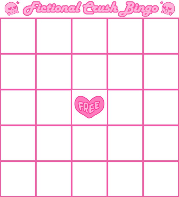 fictional crush bingo Blank Meme Template