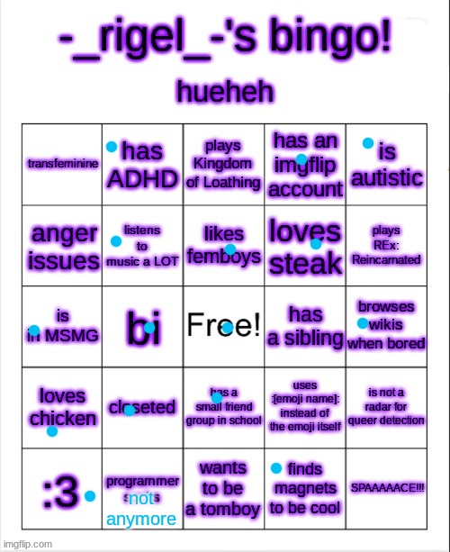 rigel's bingo | not anymore | image tagged in rigel's bingo | made w/ Imgflip meme maker