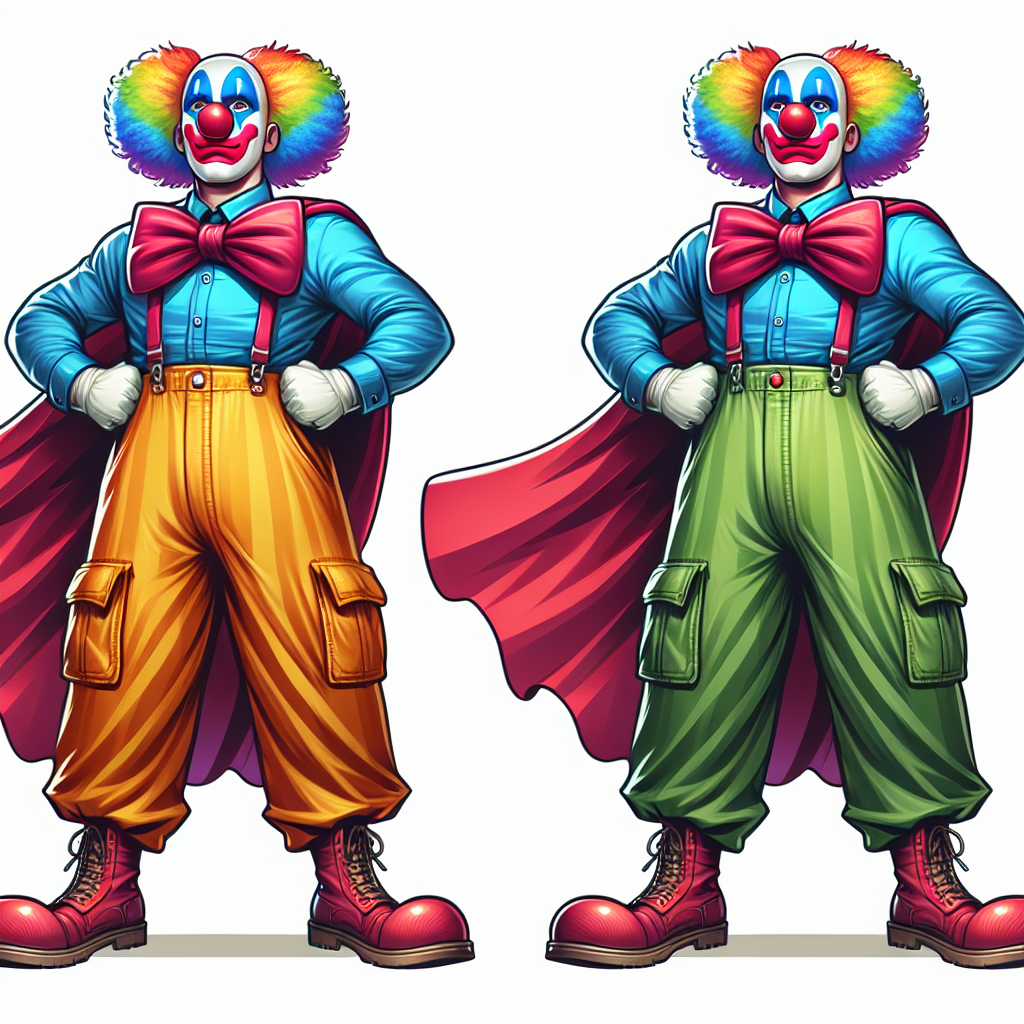 High Quality A superhero clown but silly, wearing cargo pants Blank Meme Template