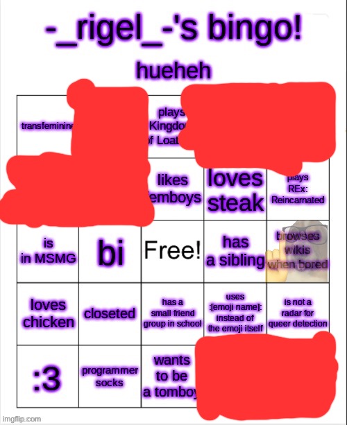 rigel's bingo | image tagged in rigel's bingo | made w/ Imgflip meme maker