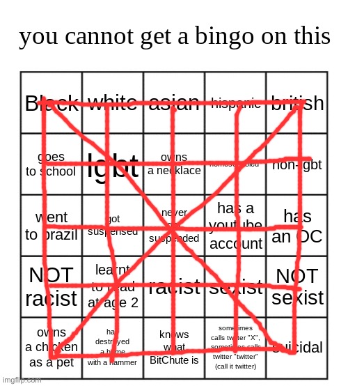 Bro… I’m black and white, asian, Hispanic, and British. I go to school and I’m homeschooled. I’m non gay and is gay. I own a nec | image tagged in you simply just cant | made w/ Imgflip meme maker