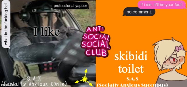 skibidi toilet; I like | image tagged in sa duo temp | made w/ Imgflip meme maker