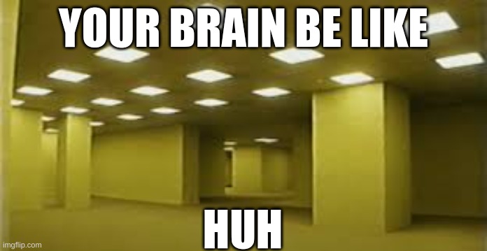 HUH | YOUR BRAIN BE LIKE; HUH | image tagged in the backrooms | made w/ Imgflip meme maker