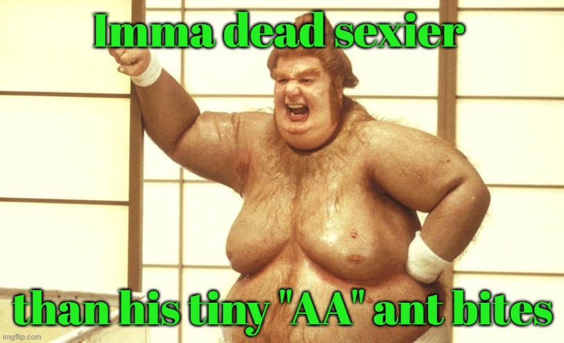 Man Boobs | Imma dead sexier than his tiny "AA" ant bites | image tagged in man boobs | made w/ Imgflip meme maker