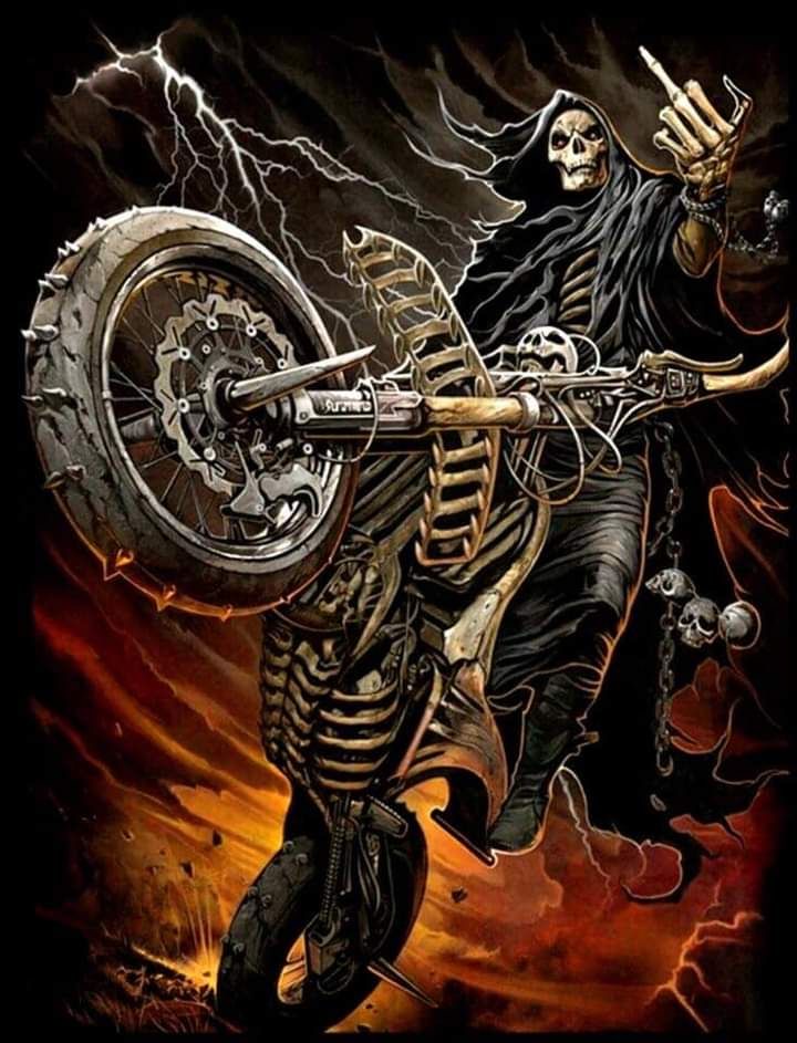 Fire skeleton on da bike Blank Meme Template