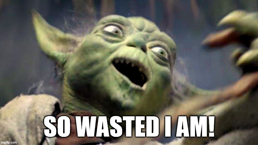 Yoda fall | SO WASTED I AM! | image tagged in yoda fall | made w/ Imgflip meme maker