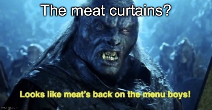 Looks like meat’s back on the menu boys! | The meat curtains? | image tagged in looks like meat s back on the menu boys | made w/ Imgflip meme maker