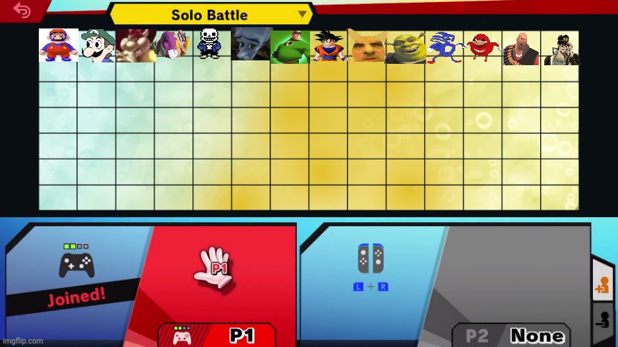 Blank Smash roster | image tagged in blank smash roster,cursed | made w/ Imgflip meme maker