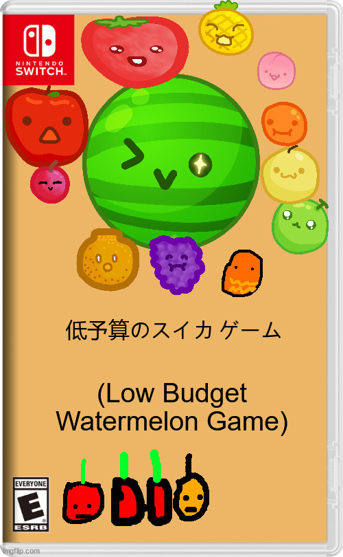 Suika Game: Low Budget Edition | 低予算のスイカ ゲーム; (Low Budget Watermelon Game) | image tagged in nintendo switch | made w/ Imgflip meme maker