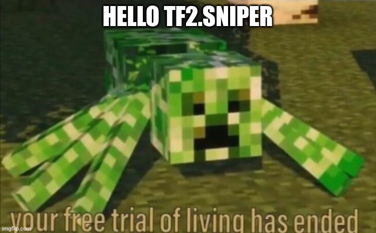 Your Free Trial of Living Has Ended | HELLO TF2.SNIPER | image tagged in your free trial of living has ended | made w/ Imgflip meme maker