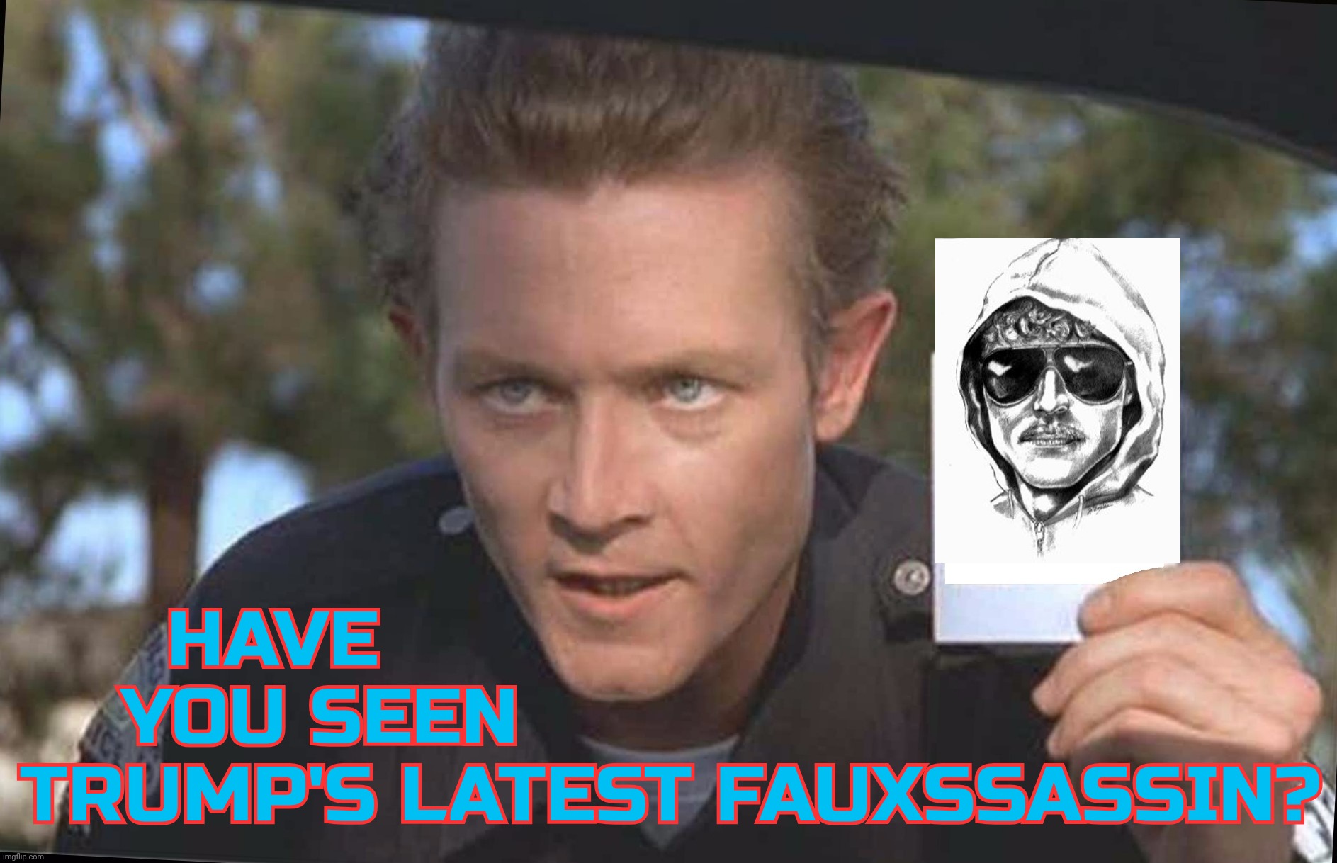 Have You Seen | HAVE                                  
YOU SEEN                              
TRUMP'S LATEST FAUXSSASSIN? | image tagged in have you seen | made w/ Imgflip meme maker