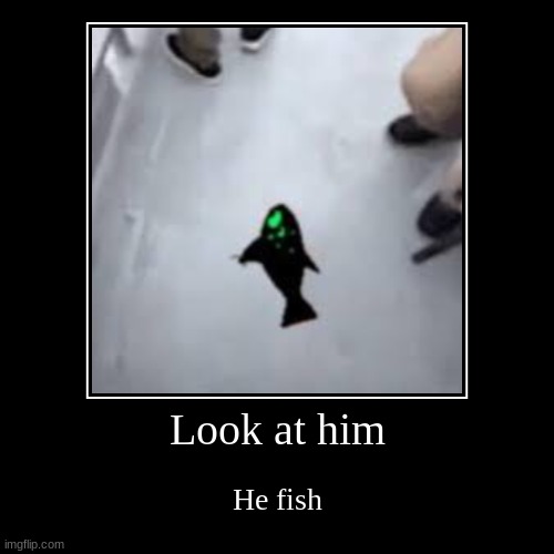 Look at him | He fish | image tagged in funny,fish,roblox | made w/ Imgflip demotivational maker