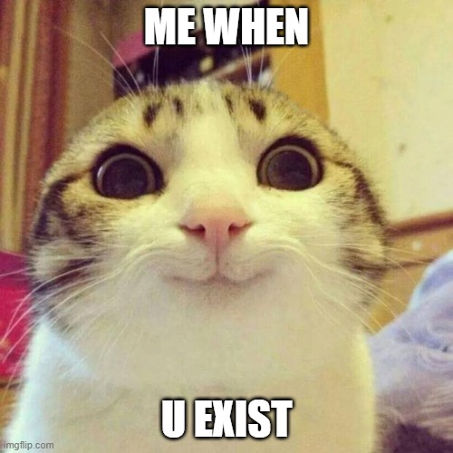 Smiling Cat | ME WHEN; U EXIST | image tagged in memes,smiling cat | made w/ Imgflip meme maker