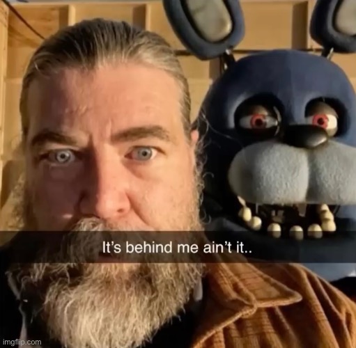 He’s right behind me isn’t he (A FNAF Meme a Day: Day 140) | image tagged in fnaf,a fnaf meme a day | made w/ Imgflip meme maker