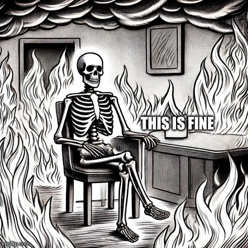 This is Fine | THIS IS FINE | image tagged in this is fine,this is fine this is not fine,this is fine dog,skull,idiot skull | made w/ Imgflip meme maker