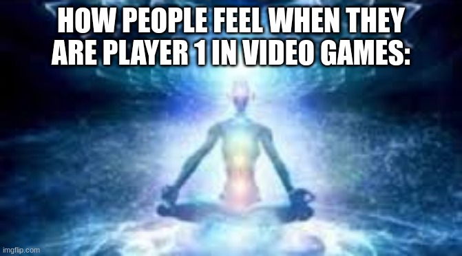 Everyone feels like this! (right?) | HOW PEOPLE FEEL WHEN THEY ARE PLAYER 1 IN VIDEO GAMES: | image tagged in powerful name,player1,powerful,meme,relatable | made w/ Imgflip meme maker