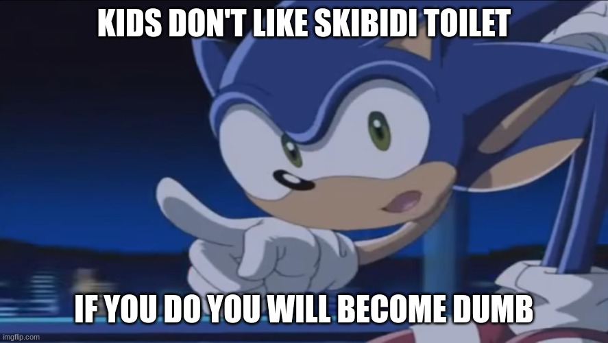 Kids, Don't - Sonic X | KIDS DON'T LIKE SKIBIDI TOILET; IF YOU DO YOU WILL BECOME DUMB | image tagged in kids don't - sonic x | made w/ Imgflip meme maker