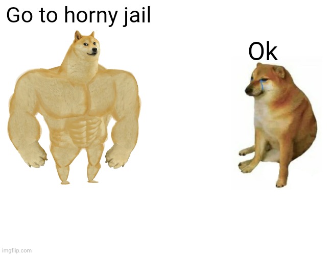 Go to horny jail Ok | image tagged in memes,buff doge vs cheems | made w/ Imgflip meme maker