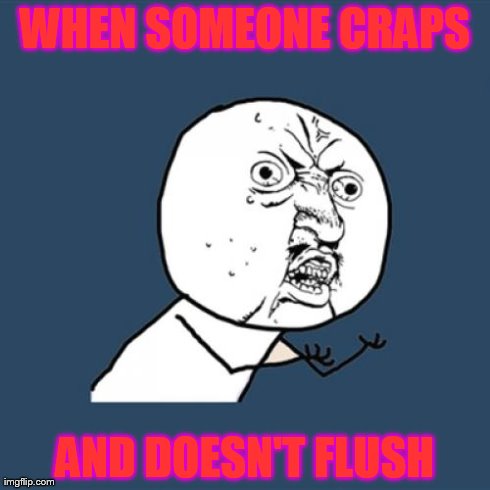 Y U No Meme | WHEN SOMEONE CRAPS AND DOESN'T FLUSH | image tagged in memes,y u no | made w/ Imgflip meme maker