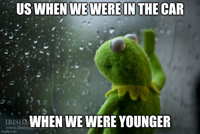 Rain | US WHEN WE WERE IN THE CAR; WHEN WE WERE YOUNGER | image tagged in kermit window | made w/ Imgflip meme maker