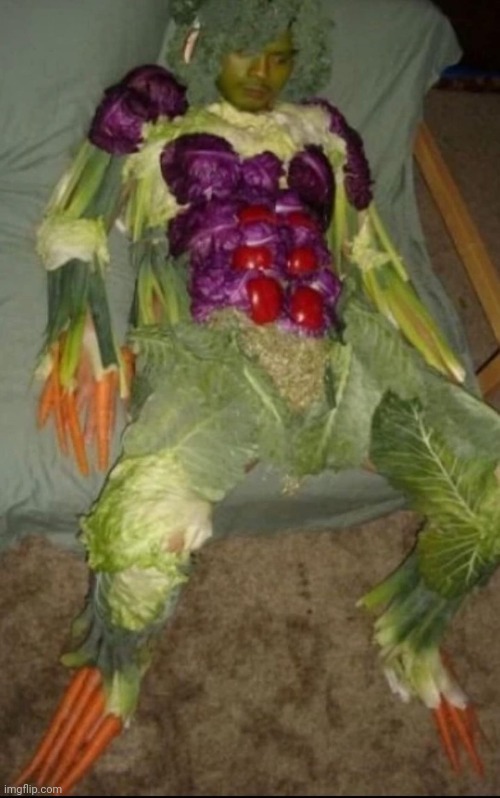 Legend of the veggie man | image tagged in memes,cursed,cursed image | made w/ Imgflip meme maker