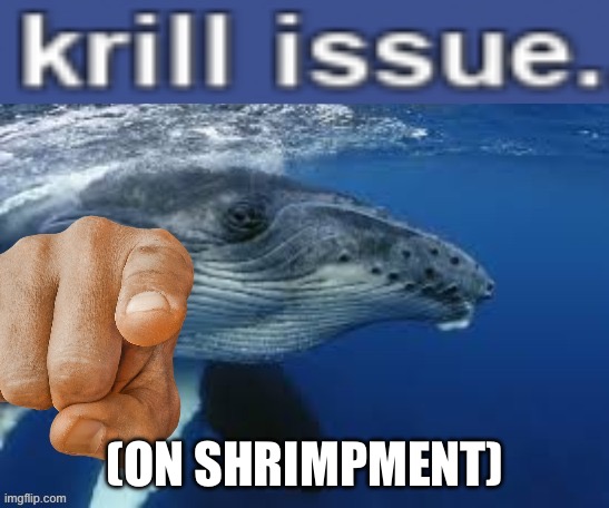 krill issue | (ON SHRIMPMENT) | image tagged in krill issue | made w/ Imgflip meme maker