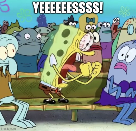 Spongebob Yelling | YEEEEEESSSS! | image tagged in spongebob yelling | made w/ Imgflip meme maker