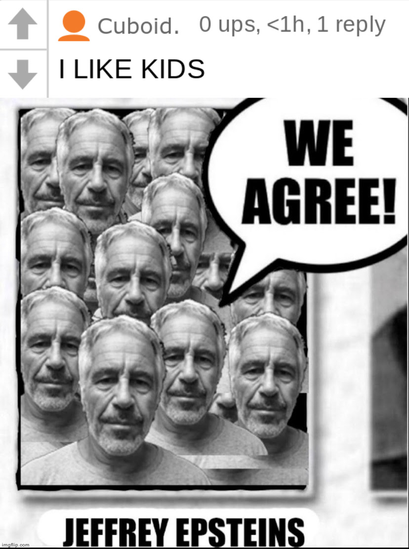 image tagged in cat i like kids,jeffrey epsteins we agree | made w/ Imgflip meme maker