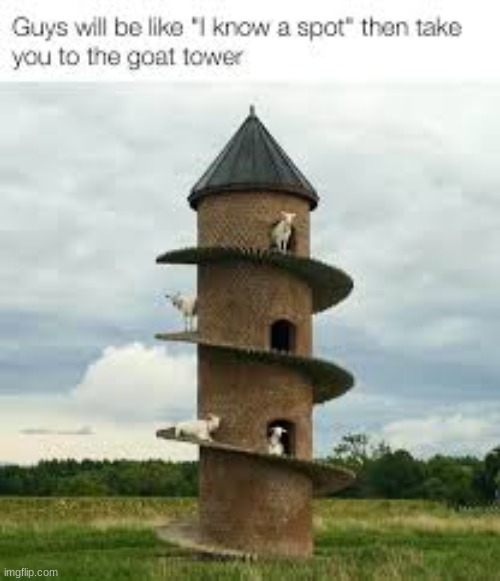 goat tower | image tagged in goat,memes,goat tower,relatable,guys,minor inconvience | made w/ Imgflip meme maker