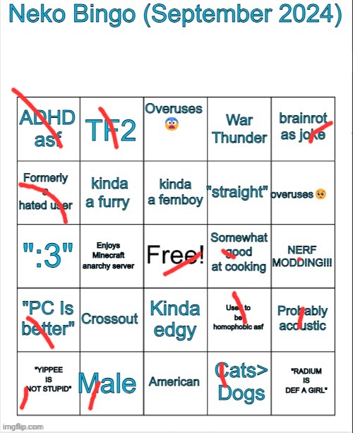 i am pro baker | image tagged in neko bingo | made w/ Imgflip meme maker