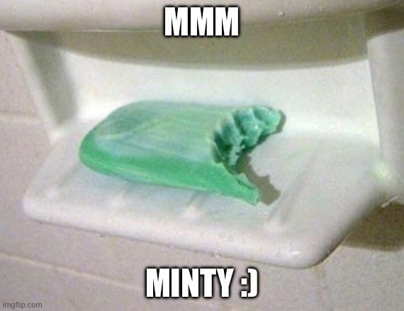 soap bite | MMM MINTY :) | image tagged in soap bite | made w/ Imgflip meme maker